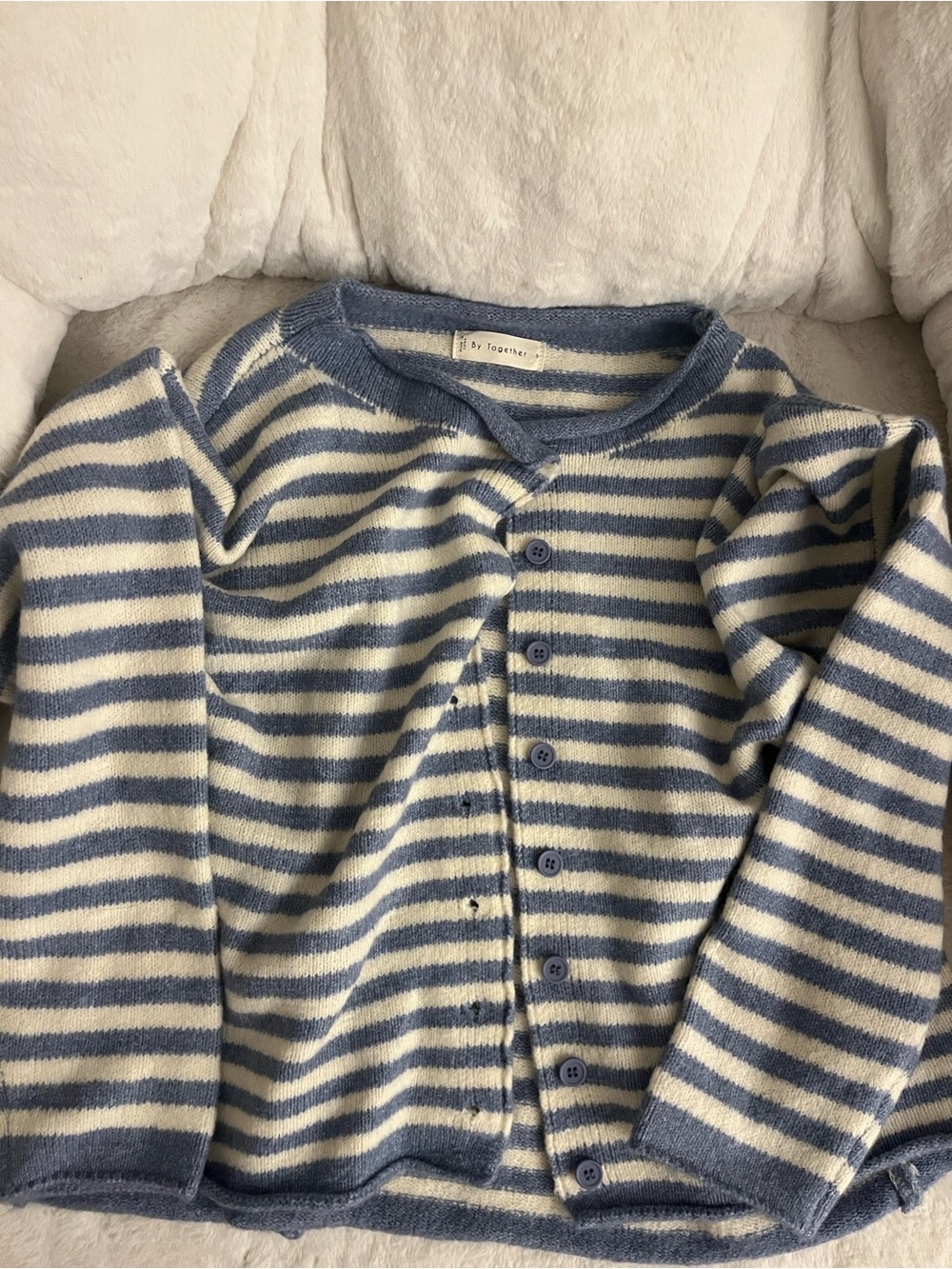 Striped Blue and Cream Button Cardigan